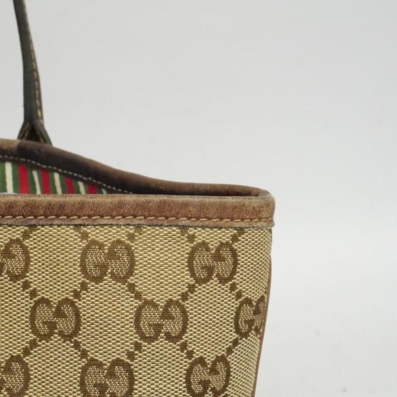 Gucci Tote Bag GG Canvas Beige/Brown Gold Hardware - Picture 9 of 13